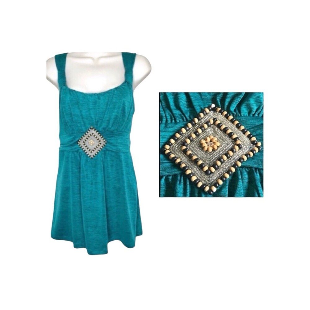 Speechless Embellished Beaded Tank Top Flowy Tie Back Sz XL